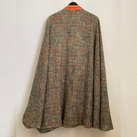DAM Fashion DEBORAH ANN MACK Lambskin Tweed Wool Poncho Cape With Armhole Size 8 - Picture 6 of 16